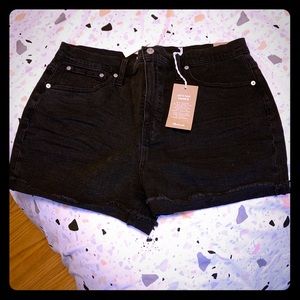 NWT Madewell High Rise Black Denim Shorts